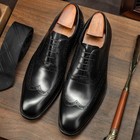 Lace Up Carved Wing Tip Brogue Formal Dress Men s Real Leather Business Shoes 44