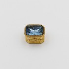Vintage Florenza Hollywood Regency Gold Plated Blue Glass Jewel Hinged Pill Box