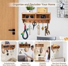 Key Holder Wall Mount With Mail Organizer 6 Hooks   Shelf Brown