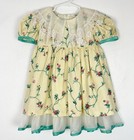 Vintage Floral Lace Puff Sleeve Dress 3t     Sheer Trim     Made In Usa Cottagecore