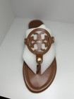 Tory Burch Womens Brown Leather Thong Flat Slip-on Sandals Logo Medallion 8
