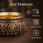 Solid Brass Feng Shui Money   Wealth Bowl  Lion Head   Lotus Base 525g 13cm