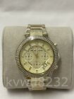 Michael Kors Mk5354 Parker 39mm Chronograph Gold Dial Crystal Pave Women s Watch