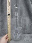 Wine Decanter W  Handle   Stopper Clear Glass Etched Flowers 15 5  Tall Vintage