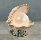 Ivory Clamshell Accent Table Lamp Coastal Seashell Light With Nightlight Bulb