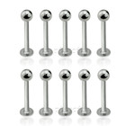 10pcs  Surgical Steel Ball Top Labret Earring Helix Cartilage Tragus 4mm-16mm