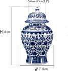 Chinese Decorative Ceramic Ginger Jar Traditional Blue And White Porcelain Templ