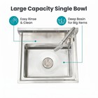 Stainless Steel Utility Sink  Freestanding Single Bowl Laundry Sink With Faucet