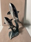 Vintage Seaworld Family Of 2 Orca Whales Shamu 7    Ceramic Statue
