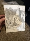 R  Emerson  77 Original Pencil Drawing Fantasy Landscape Castle Flower Art
