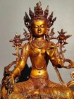 12 5   Old Tibet Bronze Gilt Green Tara Mahayana Buddhism Enlightenment Statue