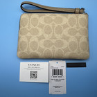 Coach Corner Zip Wristlet In Signature Canvas Sand Taupe Cw 854 - Brand New