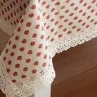 Red Strawberry Lace Square Tablecloth Cotton Linen Table Cover For Kitchen 