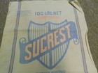 Vintage 100lb Sucrest Pure Cane Sugar Cloth Bag Sack Striped Towel Fabric