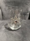 New Bebe 19oz Christmas Crystal Snowflake Stemless Wine Glass Nib  2995