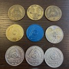 Lot 15 Aa Sobriety Chips Recovery Tokens Medallions 24 Hr 6 Mo 18 Mo 3 Yr Bill W