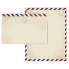 Rustic Vintage Air Mail Letterhead   Envelopes Set - 40 Travel-themed Sheets 8 5