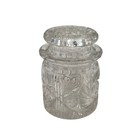 Antique American Brilliant Period Cut Glass Humidor Jar Crystal Tobacco Hobstar