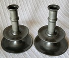 Rare 1600 s 17th Century Pair Of Pewter Candelsticks Excellent Condition 