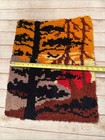 Vintage Latch   Hook Rug Wall Art Hanging Tree Sunset 70   s Finished