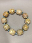 Wonderful Tibetan Hetian Jade Hand Carved  buddhism Lotus  Beads Bracelet