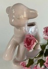 Vintage Pink Lamb Ceramic Planter Nursery Baby Girl Easter Retro Shower Gift