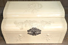 Antique Victorian 1890s Celluloid Velvet Cherub Dresser Box Embroidery Sewing 
