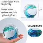 Qianwei Hand Blown Ocean Waves Crystal Ball - Glass Collectible Figurines Spere