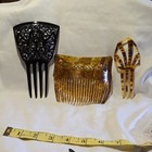 Lot Of 3 Vtg Antique Celluloid Faux Tortoise Shell Hair Combs One Broke Read