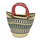 Bolga Tote  Neutrals With Leather Handle - 14-inch
