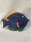 Set Of 2 Vintage Clay Fish Wall Plaque Decor Embossed 3d