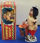 Vintage Linemar Funny  Drummer Japan Tin Video Wind Up Box Read Descrp Clean