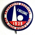 1939 New York Worlds Fair Anthracite Boosters I Belong 0 75  Celluloid Pinback