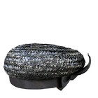 Vintage Wicker Pillbox Hat 1940s Prop Theatre Costume Union Made Black