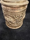 Antique Burmese White Metal Betel Nut Box Repousse Lid Jar Silver Plated Case 4 