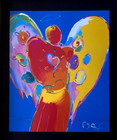 Peter Max   Angel Vintage Print Signed   Framed Large 16x12in  Gold Pop Art