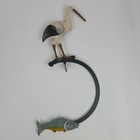 Vintage Authentic Models Balance Toys Painted Metal Stork   Fish Folk Art Style