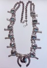 Navajo Sterling Naja Squash Blossom Turquoise Double Strand 30  Necklace 158g