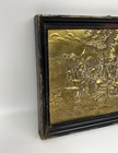 Vintage   Antique Brass Embossed 3d Wall Art Framed Village Town People 8    X 6   