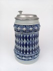 Vtg Gerz Salt Glazed Ceramic Bavarian Flag Lidded Beer Stein West Germany 