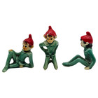 Lot Of 3 Pixie Elf Ceramic Figurines Japan Christmas Sitters Kneeling Sprite Mcm