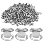 100 Sets Heavy Duty Grommet Sets silver Metal Eyelet Fasteners With Washers     
