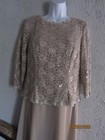 Alex Evenings Nwt Sz 8 Mother Bride Formal Gown Tan Chiffon And Lace Sequins