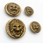 Vintage Metal Antique Brass Lion Head Buttons - 2 Large - 2 Small