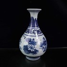 Chinese Old Blue And White Porcelain  Lotus Bird Pattern Vase