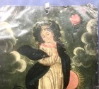Antique 19th C Mexican Retablo Oil Painting On Tin  Mary W  Snake Religious