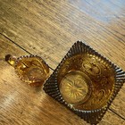Amber Pressed Glass Candle Holder And Creamer 2-piece Set