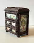 Tramp Art Chest With Decoupage Illustrations Under Glass Lift-top   Drawers 1920