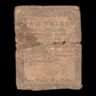 1776  2 3 Two Thirds Of A Dollar Fugio Continental Colonial Currency Note  Cc22