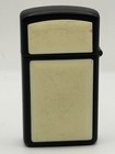 Scrimshaw Whale Tale   Ship Vintage Black Matte Slim Zippo Lighter